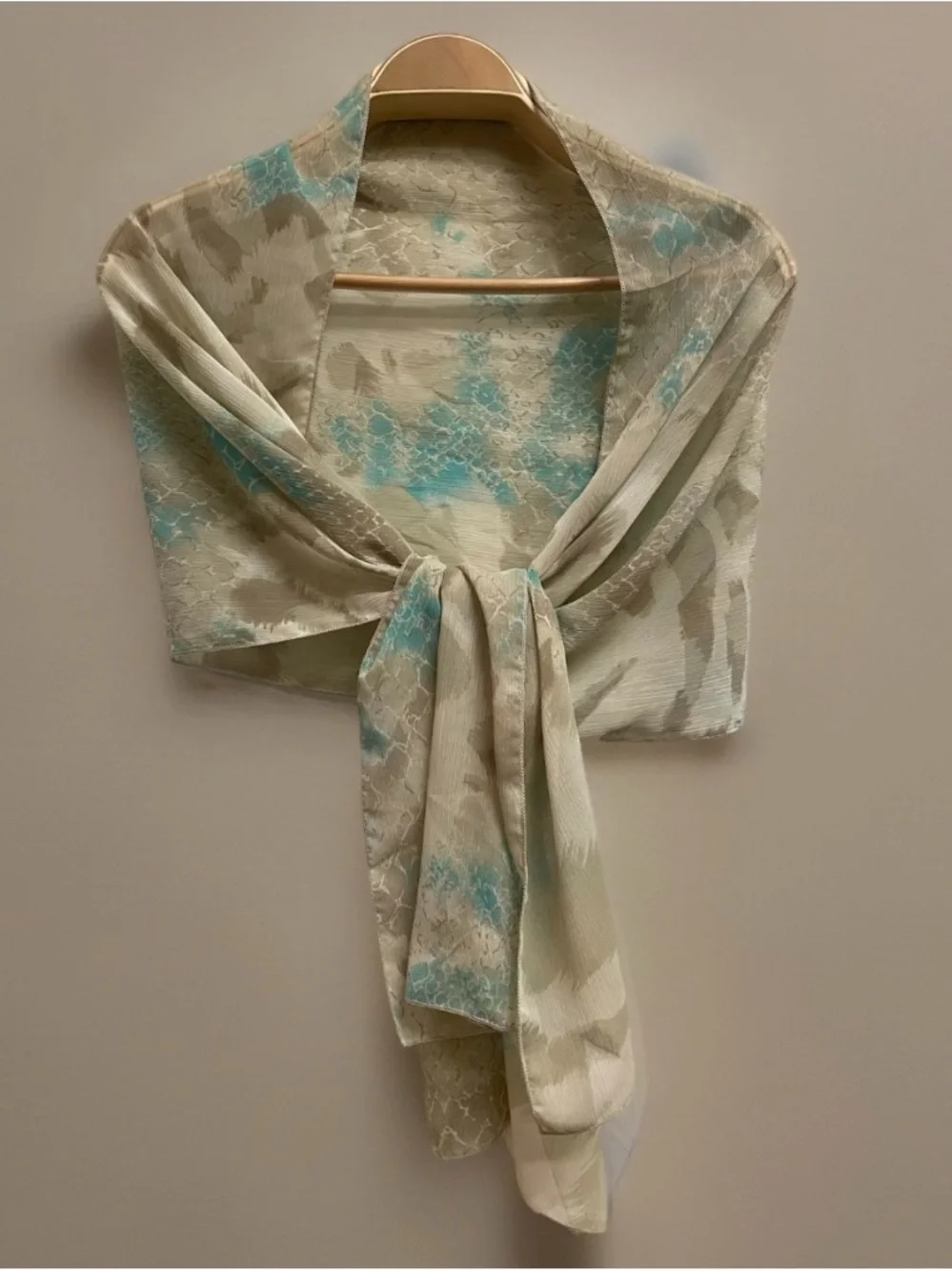 CHICO'S Aqua Taupe Multi Sultry Zebra Oblong Scarf (72" x 17") - Picture 6 of 6